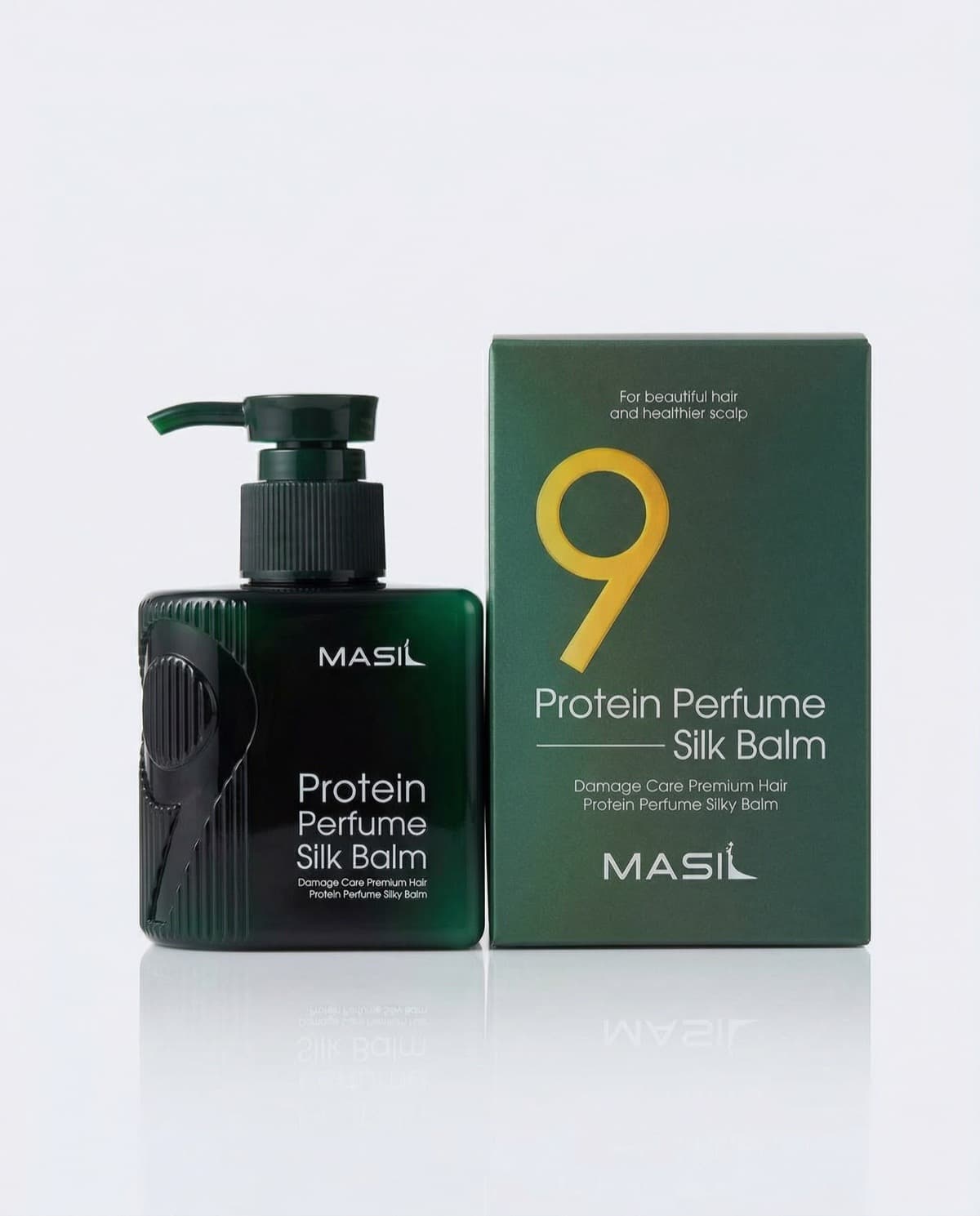 Masil 9 Protein Perfume Silk Balm, несмываемый бальзам для волос (зелёный флакон)