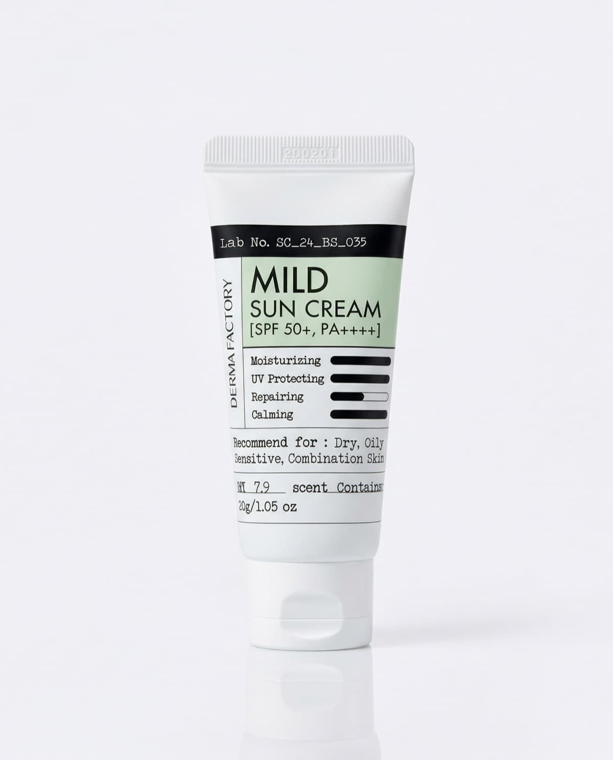 Derma Factory Mild Sun Cream, лёгкий солнцезащитный крем для чувствительной кожи SPF50+ PA++++, 20г