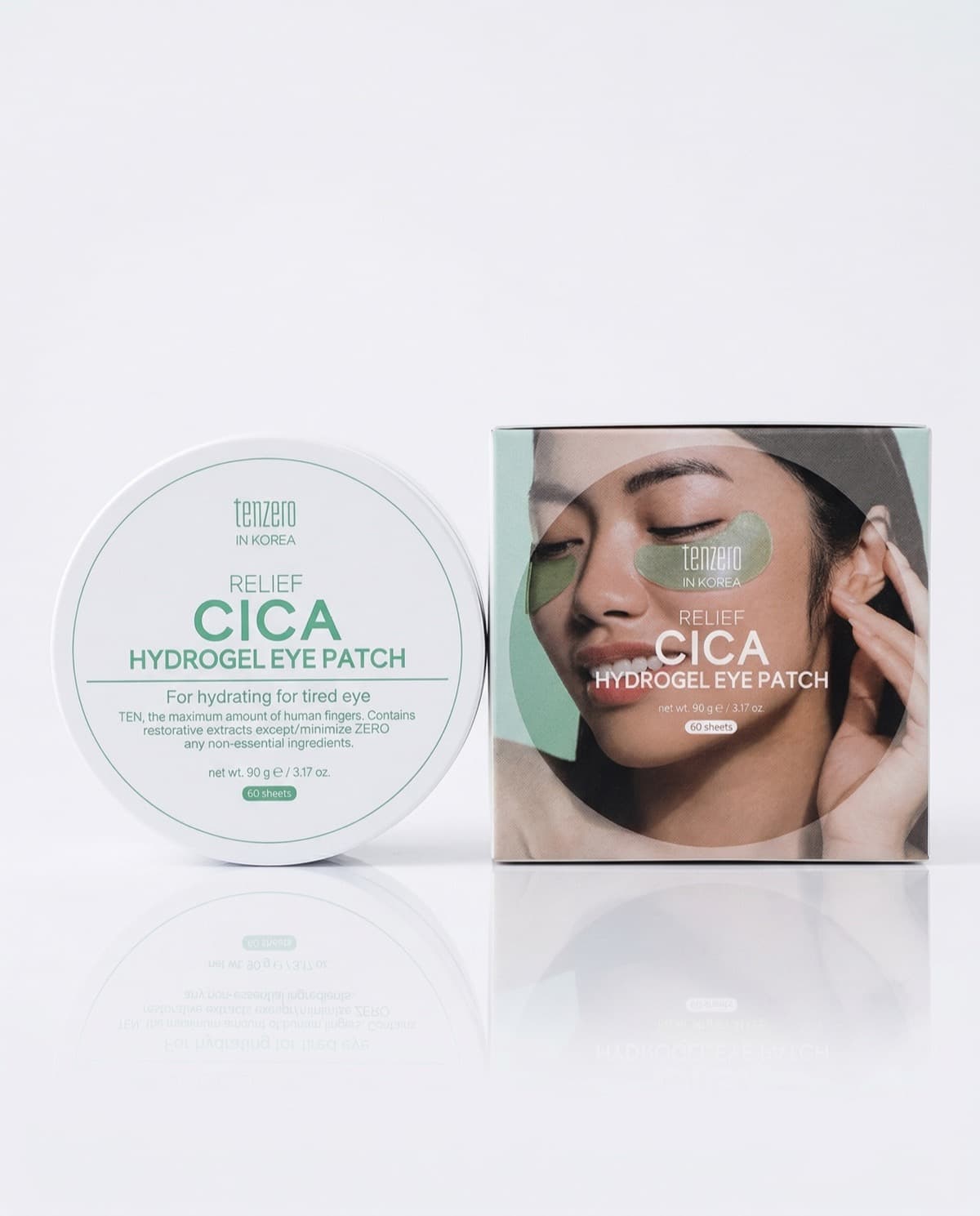 Tenzero Relief Cica Hydrogel Eye Patch, гидрогелевые патчи с центеллой, 90г / 60шт