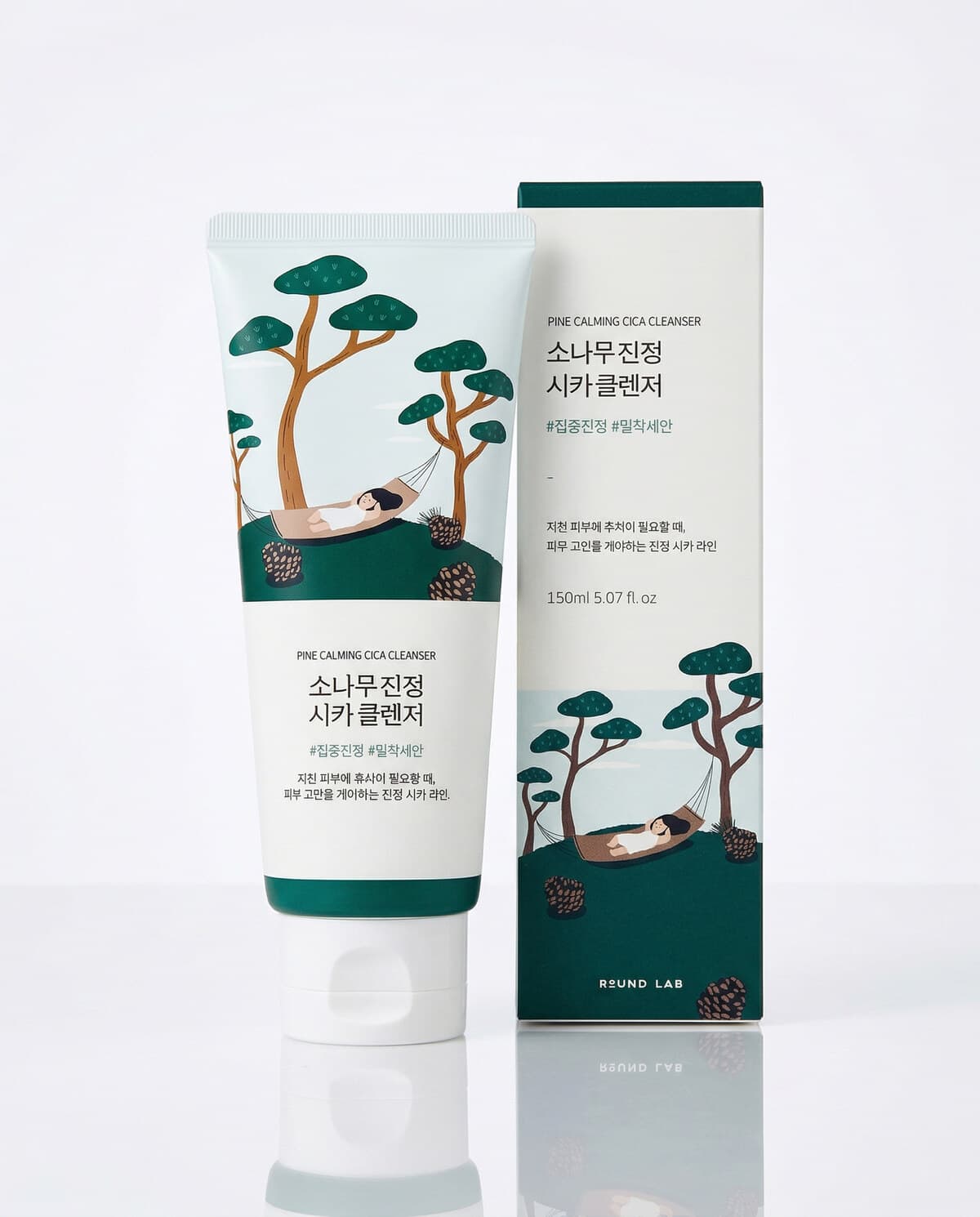 Round Lab Pine Calming Cica Cleanser, пенка с сосной и центеллой для проблемной кожи, 150мл