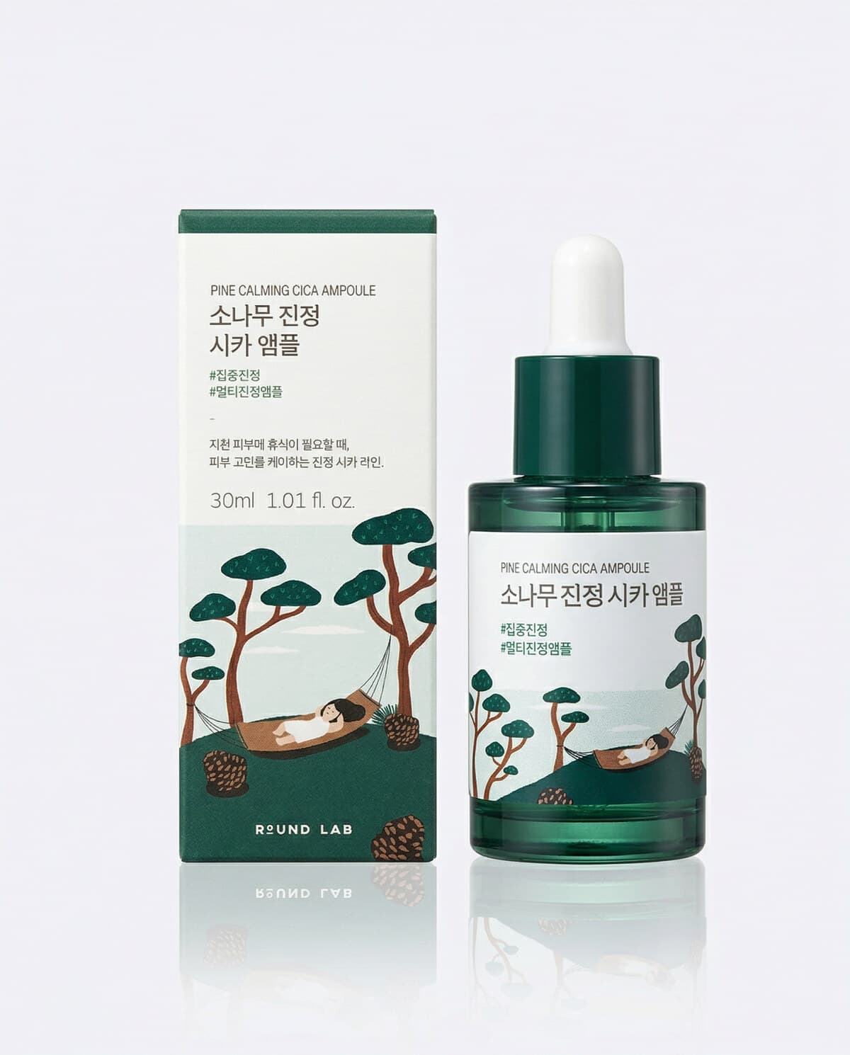 Round Lab Pine Calming Cica Ampoule, ампула с сосной и центеллой для проблемной кожи, 30мл