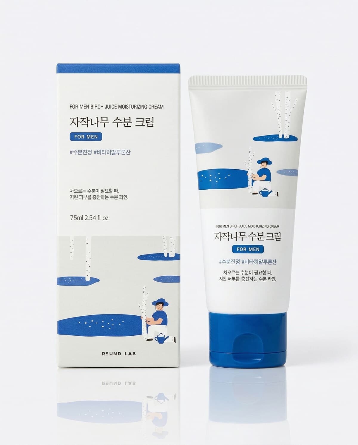 Round Lab For Men Birch Juice Moisturizing Cream, увлажняющий крем-гель с берёзовым соком, 75мл