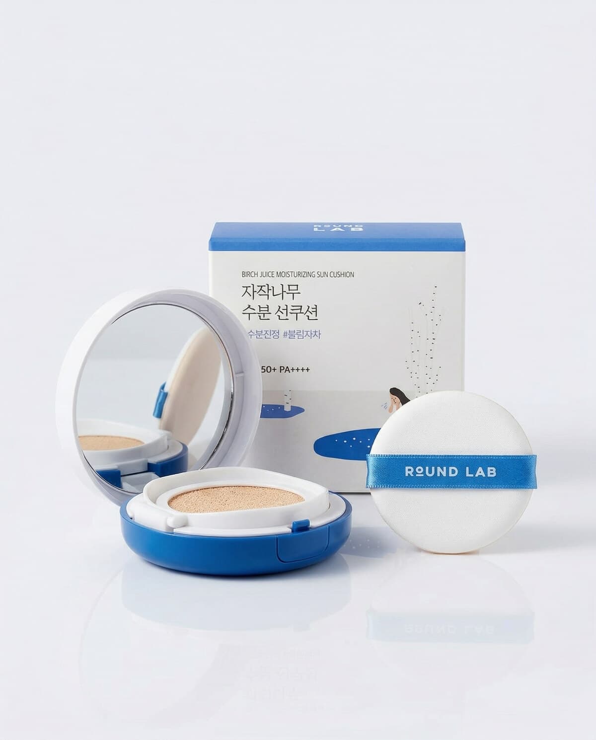 Round Lab Birch Juice Moisturizing Sun Cushion SPF50+ PA++++, солнцезащитный кушон берёзовый, 15г