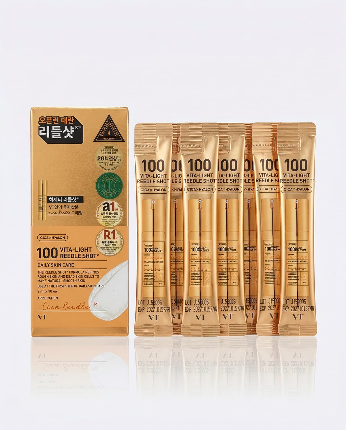 VT Cosmetics Vita-Light Reedle Shot 100 саше, осветляющий бустер с микроиглами (travel), 10шт×2мл
