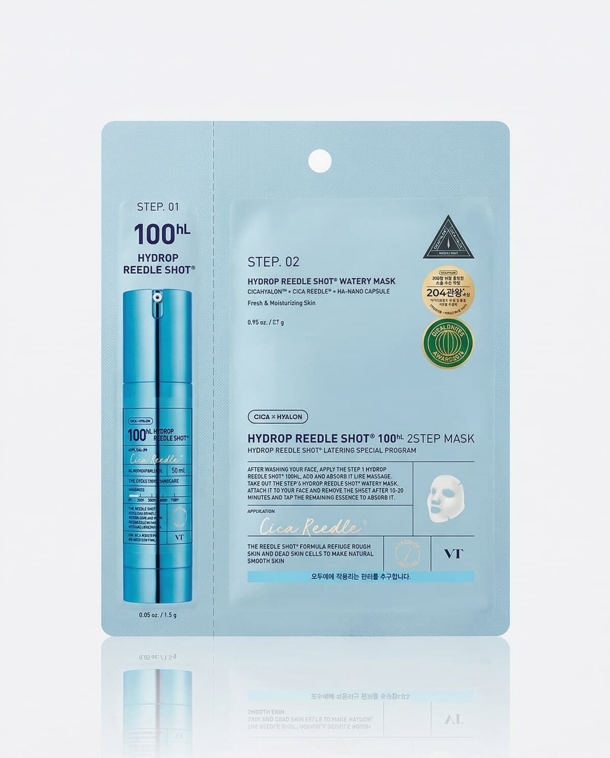VT Cosmetics Hydrop Reedle Shot 100hL 2Step Mask, двухфазная увлажняющая маска с микроиглами
