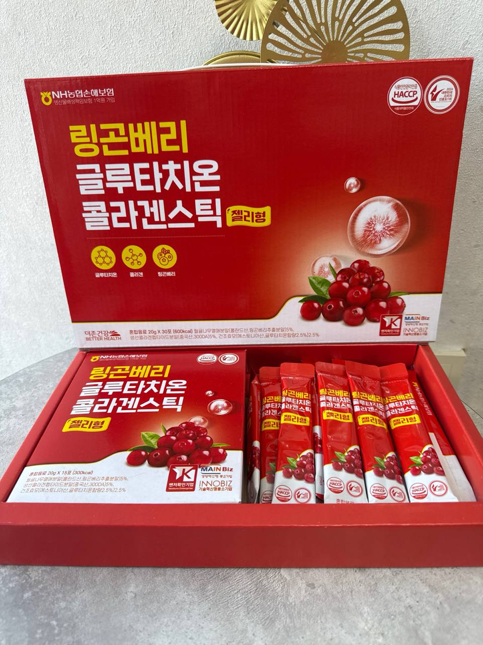 Коллагеновые стики-желе со вкусом брусники «Health Lingonberry Glutathione Collagen Stick Jelly 30шт